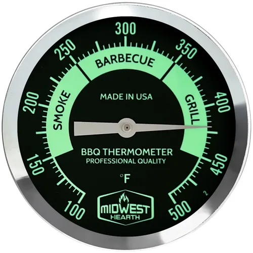 Miniatura 6 de Termómetro para barbacoa y parrilla Midwest Hearth, para asador, pit, barril de 3" de diámetro (tallo de 2.5" de longitud, esfera negra)