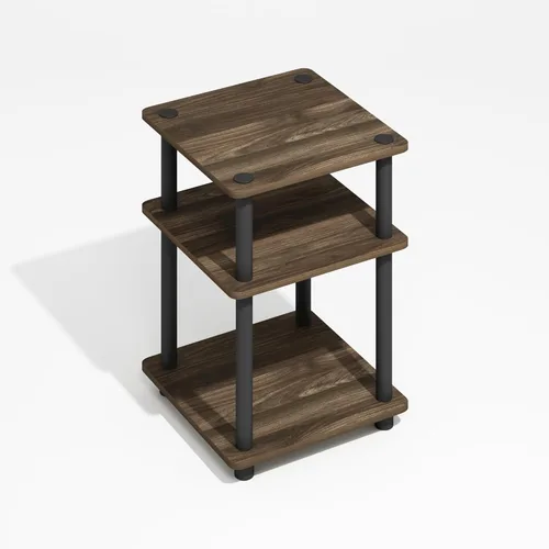 Furinno Turn-N-Tube Mesa auxiliar, mesa auxiliar moderna cuadrada de 3 niveles con estante abierto, mesita de noche, mesa de noche, fácil montaje,