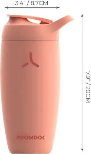 Miniatura 7 de Promixx Pursuit Botella Agitadora Aislada de Acero Inoxidable Botella de Agua y Vaso Agitador, 18 onzas, Coral
