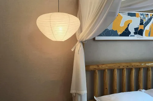 Miniatura 4 de Pantalla de papel de hongo (17 pulgadas), lámpara plegable blanca, linterna de ajuste interior, pantalla de lámpara de techo de papel