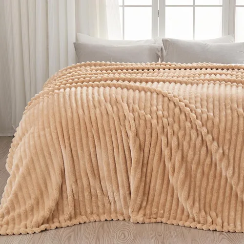 Miniatura 44 de NEWCOSPLAY Manta de Tiro Súper Suave Aqua Franela Sedosa Premium Forro Polar Jacquard Acanalado 3D Ligero Manta de Cama Uso en Todas las Estaciones
