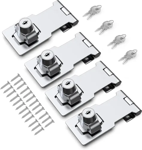 Miniatura 21 de Cerradura de cerrojo con llave de 2.5 pulgadas para armarios y puertas pequeñas, diseño de perilla giratoria, aleación de zinc resistente con hierro