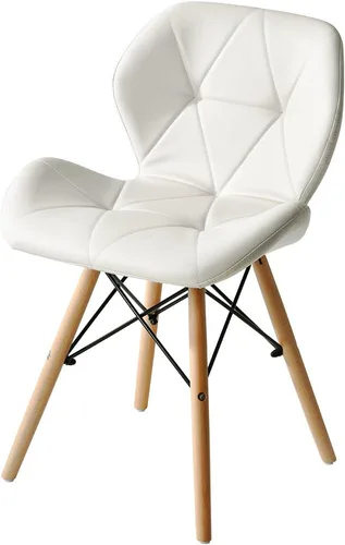 Miniatura 9 de OSJ Dining Chair, Laser PU Seat, Eames Modern Design, Natural Wood Legs, Eames Chair, Nordic, Stylish, Designers, Reproduction, Set of 1