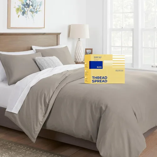 Miniatura 12 de THREAD SPREAD Funda de edredón tamaño Queen, serie 600, funda de edredón 100% algodón egipcio, tamaño Queen (3 piezas, color rubor), suave