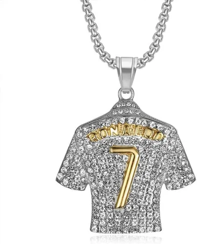 Colgante de Camiseta de Fútbol Número 7, Collar de Fútbol de Camiseta No. 7 para Hombres, Collar de Fútbol de Número Dorado Plateado Joyería de