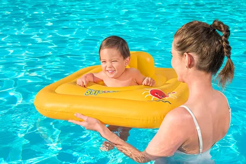 Miniatura 2 de Bestway Flotador inflable para niños pequeños Flotador inflable cuadrado de 3 anillos para bebés de 24 a 36 meses, amarillo
