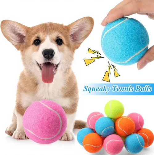 Miniatura 2 de Skylety 16 pelotas de tenis chirriantes de 2.5 pulgadas a granel para perros, pelotas de tenis flotantes, suministros de juego para perros, juguetes