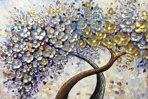 Miniatura 2 de V-inspire Arte, 24 x 48 pulgadas, moderno, 100% pintado a mano, pinturas al óleo de árbol de la suerte, pintura acrílica, decoración de marco
