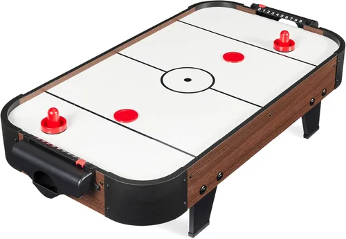 Miniatura 11 de Best Choice Products Mesa portátil de hockey de aire de mesa para sala de juegos con motor de 100 V, ventilador eléctrico, 2 huelgas, 2 discos