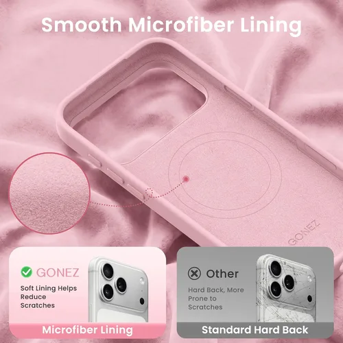Miniatura 265 de GONEZ Funda de silicona para iPhone 15 Pro Max, compatible con Magsafe, protector de cámara + protector de pantalla, forro de microfibra suave