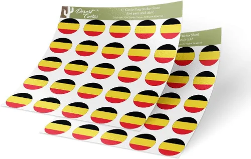 Pegatinas de vinilo con la bandera de Bélgica, 1 pulgada, redondas, dos hojas, 50 piezas en total, con logotipo de país, para niños, álbum de