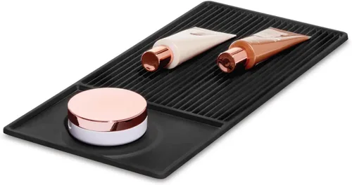 iDesign The Sarah Tanno Collection - Tapete de silicona resistente al calor para organizadores de cajones de cosméticos, color negro