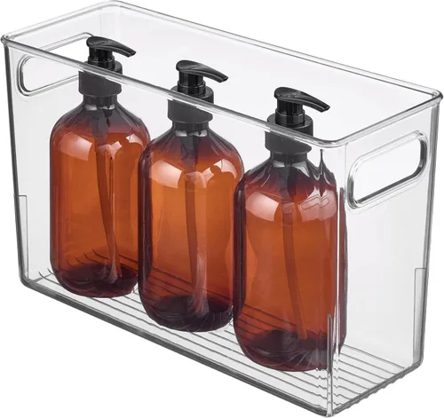 Miniatura 8 de iDesign - Contenedor de almacenamiento de plástico transparente y delgado para baño, organizador alto y estrecho para lociones, cremas y artículos