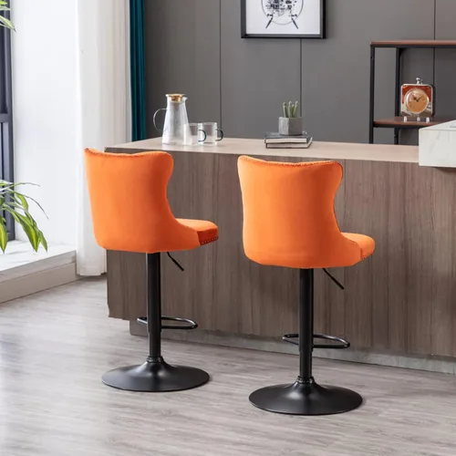 Miniatura 12 de Sillas para Barra de Cocina, Bancos para Barra de Cocina, juego de 2 sillas giratorias de bar de cocina con respaldo, para el hogar pub e isla Negro