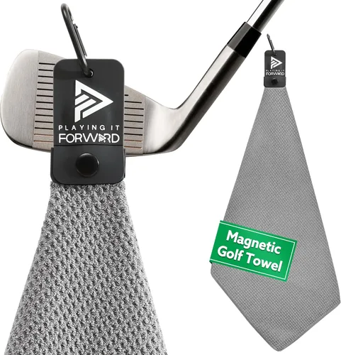 Miniatura 18 de Toallas de golf magnéticas para bolsas de golf con clip y imán ultra fuerte - Toalla de microfibra con tejido de gofre para sujeción segura