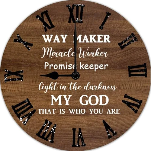 Miniatura 10 de Reloj de pared cristiano Way Maker Reloj milagroso para trabajador con cita religiosa, reloj de madera cristiano inspirador con frase inspiradora