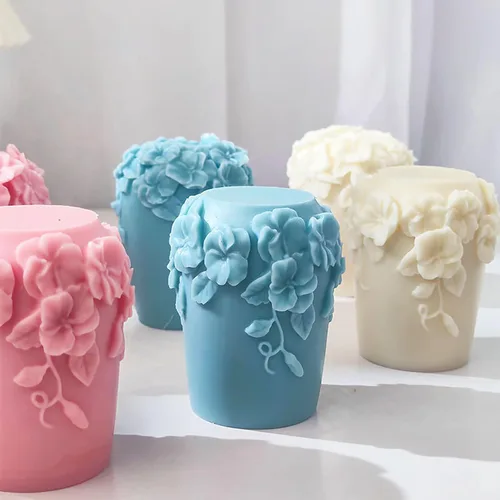 Miniatura 6 de Moldes de vela para botellas, molde cilíndrico de flor – Flor de rosa – Moldes de silicona de fundición de resina para decoración del hogar