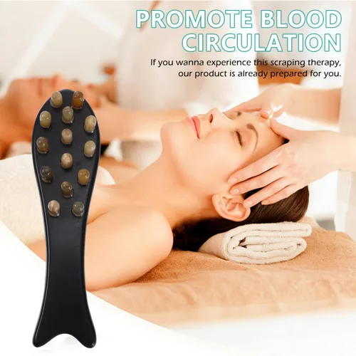 Miniatura 4 de Healifty Masajeador de cabeza de peine de cuerno de buey, herramienta de masaje Guasha, terapia de peine de pelo, tratamiento de punto de activación