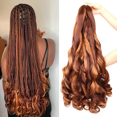Miniatura 69 de Cabello rizado francés para trenzar de 12 pulgadas, 8 paquetes de cabello rizado preestirado para trenzas de caja, rizos franceses, trenzas