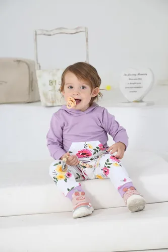 Miniatura 2 de Eghunooy Conjunto de sudadera con capucha floral de manga larga para bebé niña con bolsillo y diadema