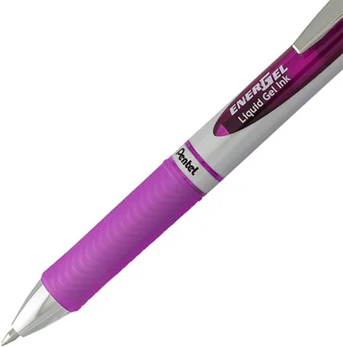 Miniatura 3 de Pentel EnerGel XM BL77 - Bolígrafo retráctil de tinta de gel líquido, 0.028 in, 54% reciclado, color morado, paquete de 3