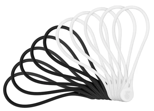 Cable Matters Paquete de 10 bridas magnéticas de silicona ultra fuertes, bridas magnéticas/cremalleras/organizador de cables, blanco y negro
