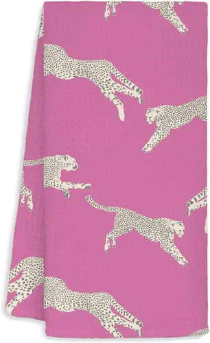 Jvpke Toallas de cocina de leopardo rosa, decoración de guepardo, leopardo retro, decoración de cocina rosa, paños de cocina rosa preppy de 16 x 24