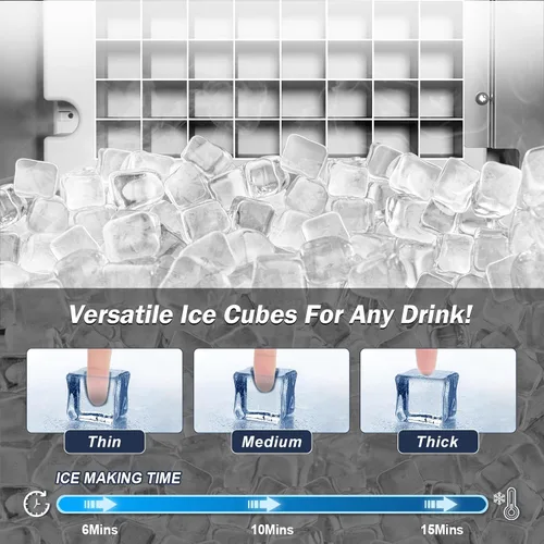 Miniatura 3 de Máquina de hielo bajo mostrador - 120 libras/día, empotrada/independiente, autolimpieza, puerta reversible, almacenamiento de hielo incorporado