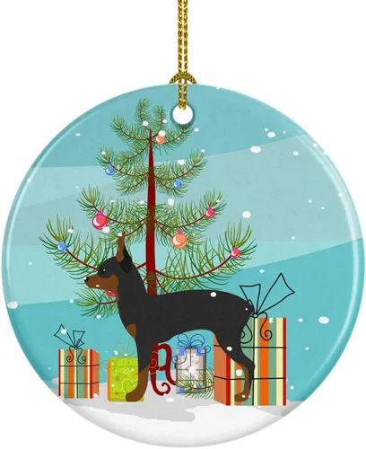 Miniatura 84 de Caroline's Treasures Bulldog inglés «Merry Christmas» adorno de cerámica para árbol de Navidad, decoración colgante para el hogar, Navidad, fiestas