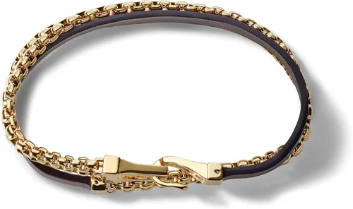 Miniatura 5 de Bulova Jewelry Mens Classic Double Wrap Leather and Box Chain Bracelet