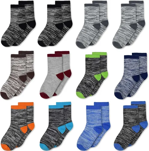 Miniatura 8 de Calcetines para niños, 12 pares de calcetines deportivos para niños pequeños y niñas (1 a 14 años), juego de calcetines atléticos de media