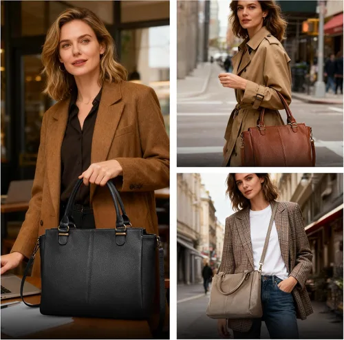 Miniatura 2 de befen Carteras de cuero genuino suave para mujeres, bolso tote pequeño, carteras, bolsos cruzados con asas superiores, cartera bandolera tipo satchel