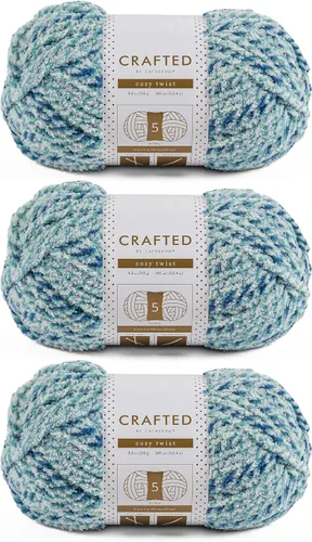 Miniatura 5 de Crafted By Catherine Cozy Twist Yarn - Paquete de 2 (345 yardas cada madeja), beige multicolor, calibre 5 voluminoso