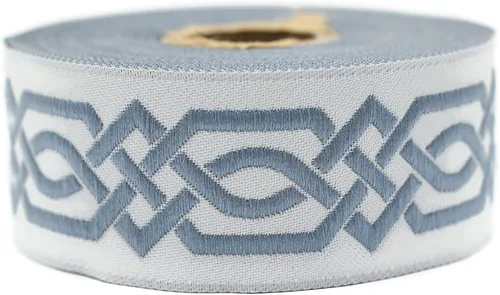 Miniatura 15 de Carrete de 10.9 yardas 0.79 pulgadas de ancho azul celta Claddagh bordado Jacquard Ribbon 20272