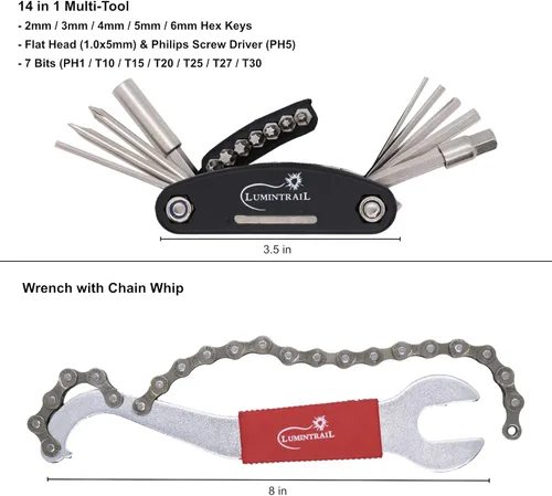 Miniatura 3 de Lumintrail Kit de herramientas de reparación de bicicletas de 38 piezas, kit completo profesional de mantenimiento de bicicletas de montaña, Kit