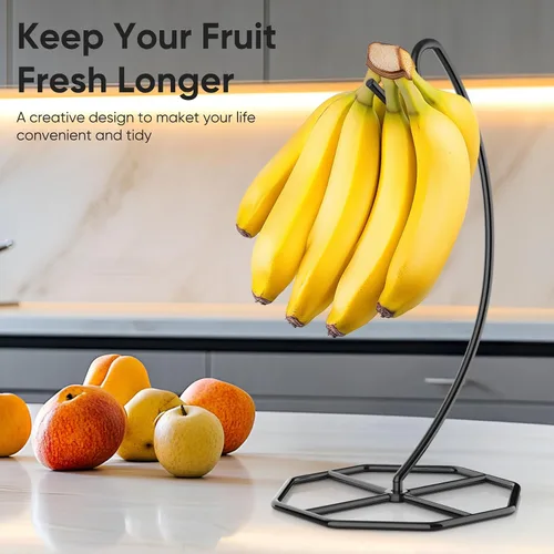 Miniatura 6 de Beesini Paquete de 2 colgadores de plátano, soporte de metal para plátano, soporte para plátanos, soporta hasta 15 libras de plátano o uva, estante