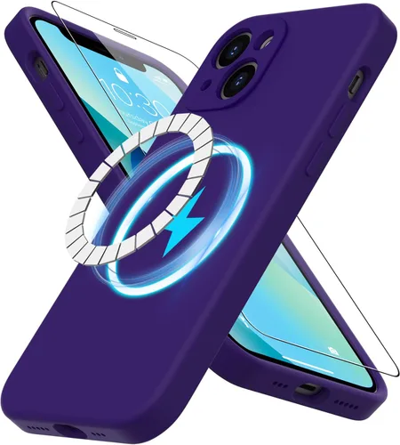 Miniatura 25 de DEENAKIN Funda magnética de silicona para iPhone 12 Pro con protector de pantalla, compatible con MagSafe, protección de cámara, funda protectora