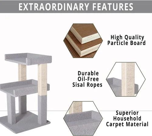 Miniatura 9 de Naomi Home Lulu - Torre grande para gatos con 2 plataformas espaciosas, condominio resistente para gatos con postes rascadores de sisal, diseño