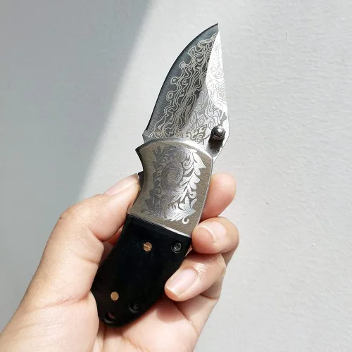 Miniatura 3 de STARDW Cuchillo de bolsillo plegable pequeño para hombres y mujeres, cuchillo utilitario plegable con patrón de damasco, cortador de cajas, cuchillo