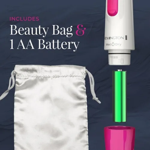 Miniatura 7 de Remington Kit de aseo para cuerpo y bikini suave y sedoso, depiladora y afeitadora inalámbrica para mujeres, resistente al agua para el aseo