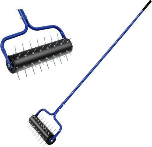 Aireador de césped rodante, aireador de empuje de 21 pulgadas para césped, herramienta aireadora de jardín con picos preasemblados, aireador manual,