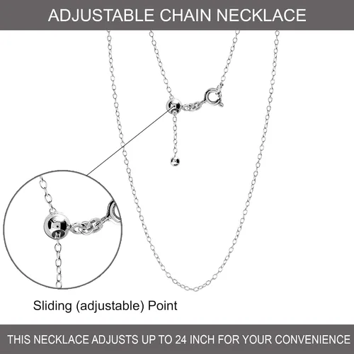 Miniatura 2 de LeCalla Collar de cadena ajustable de plata de ley 925, collar de cadena bolo deslizante para mujer, 24 pulgadas