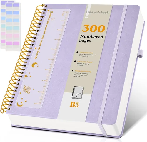 Miniatura 9 de Cuaderno de espiral A4 de 8.5 x 11 pulgadas, 256 páginas numeradas, de tapa dura, de cuero, para mujeres y hombres, cuadernos grandes rayados