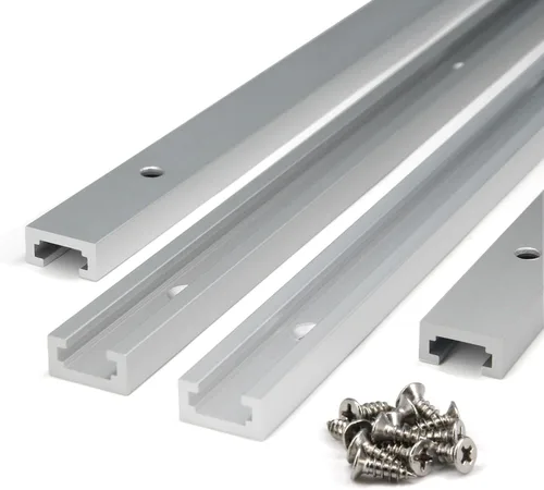 Miniatura 2 de 4 piezas de 15.748 in/16 pulgadas de aluminio deslizante con tornillos perfil de doble corte universal con agujeros de montaje preperforados