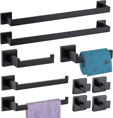 Miniatura 16 de Juego de Herrajes de Baño de 10 Piezas Níquel Cepillado Juego de Accesorios de Baño SUS304 Juego de Barras para Toallas Incluye 2 Barras