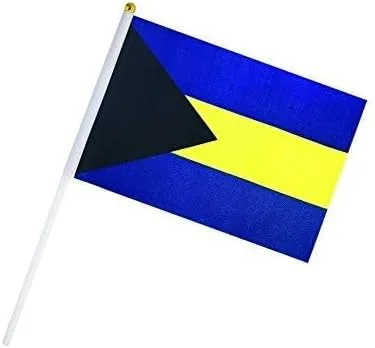 Miniatura 2 de Paquete de 10 banderas de las Bahamas de las Bahamas en palo de 5 x 8 pulgadas, decoraciones patrióticas, decoración de aula, pequeñas mini banderas