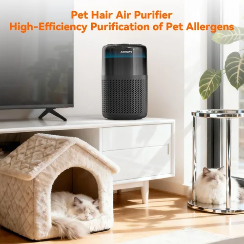 Miniatura 9 de AIRROMI Purificador de aire HEPA para dormitorio y hogar, purificador de aire para mascotas del hogar, elimina el olor de mascotas, olor a arena