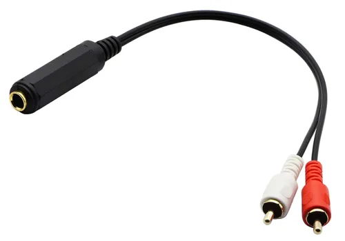 Miniatura 5 de Cable divisor en Y RCA de 0.250 in a 2, chapado en oro de 0.250 in (1/4 pulgadas), TRS hembra a 2 (dual) RCA macho estéreo audio Y Splitter Cable 12