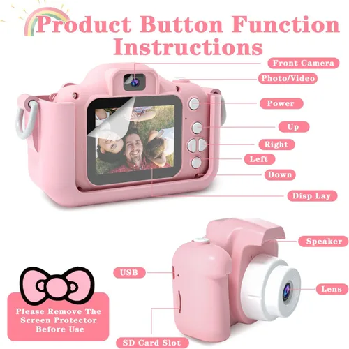 Miniatura 2 de CIMELR Juguetes de cámara para niños de 3, 4, 5, 6, 7, 8, 9, 10, 11, 12 años, cámara digital para niños pequeños con video, regalos de festival