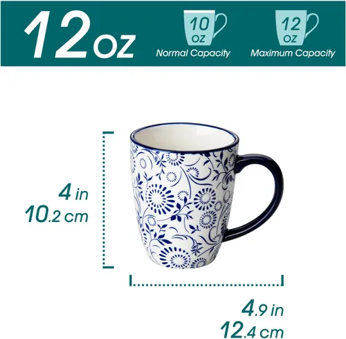 Miniatura 2 de vancasso SELENE Juego de 6 Tazas de Café, 12 Oz Tazas de Café de Porcelana con Asa, Taza de Té de Cerámica para Capuchino, Latte, Té, Cacao